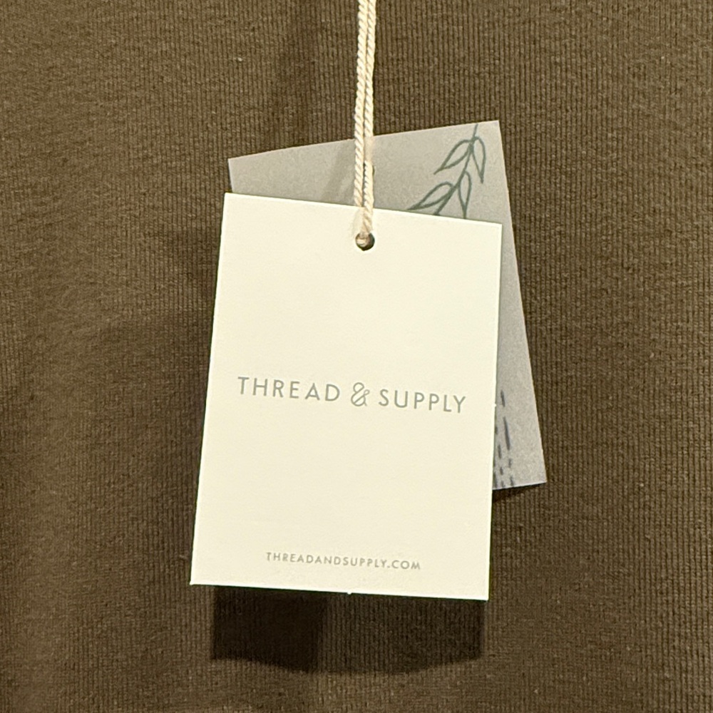Thread & Supply Olive Crewneck T-Shirt 100% Cotton - Picture 3 of 5